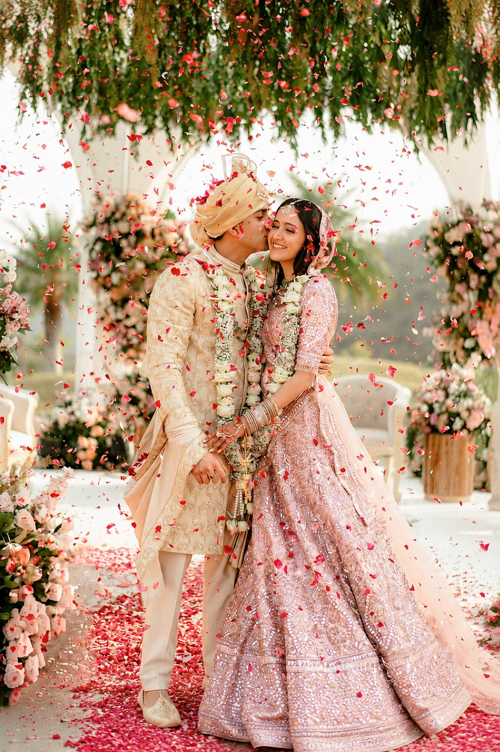 Bride and groom sharing a joyful moment
